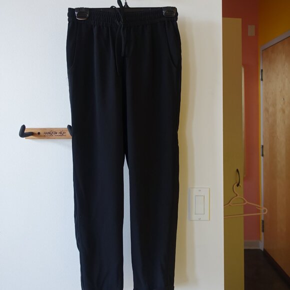 J.Crew 03341 black mid rise elastic waist drawstring drapey pants pockets 00 XXS - Picture 4 of 13